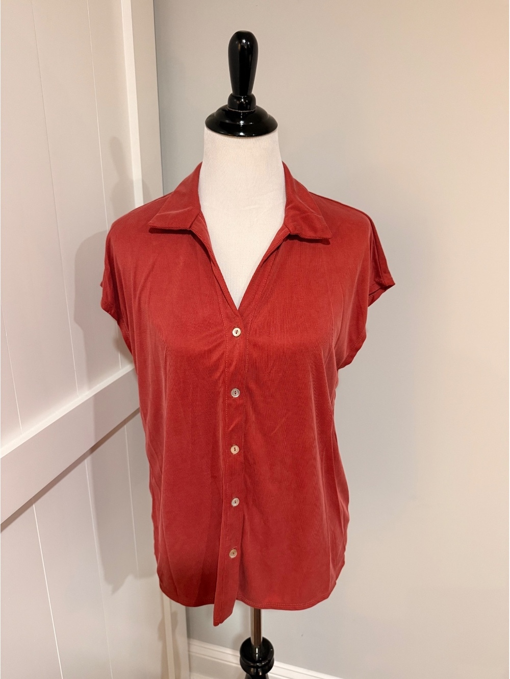 Green Envelope Los Angeles Rust Button-Up Blouse Size L